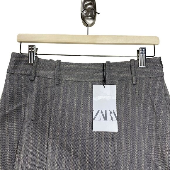 Zara Grey Striped Printed Pleated Mini Suit Short Size Small NWT - Picture 7 of 16